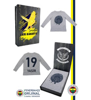 Fenerbahçe Orijinal Lisanslı Kişiye Özel Yaldızlı Fb Logo Gri Çocuk Sweat Kutulu (Gri)