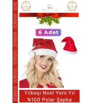 Özel Üretim Yıkanabilir Ucu Ponponlu Çocuk Yetişkin Yılbaşı Noel Baba %100 Polar Şapka 6 Adet