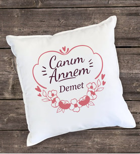 Canım Annem Çiçekli Yastık (Beyaz)