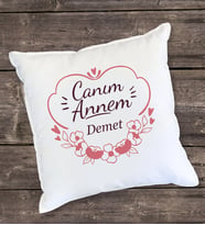 Canım Annem Çiçekli Yastık (Beyaz)