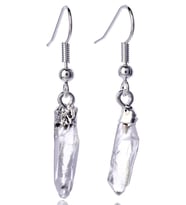 Sertifikalı Ham İşlenmemiş Kristal Kuvars Taşı Küpe (Çok Renkli)