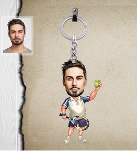 Kişiye Özel Sporcu Karikatürlü  Ahşap Anahtarlık Bay-1-Eco