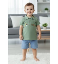 Fmai & Lia Lakos Erkek Çocuk Bebek Şortlu Takım 6-9 Ay, 9-12 Ay, 12-18 Ay, 18-24 Ay (Yeşil)