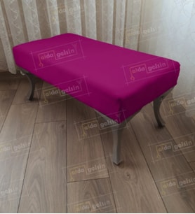 Ayak Ucu Kapı Önü Antre Düz Bench Puf Orta Sehpa Gümüş Ayak 110 cm (Mor)