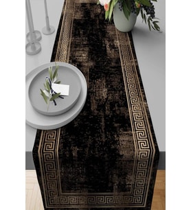 Siyah Çerçeveli Desen Premium Masa Örtüsü Runner RNR327