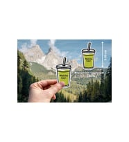 Matcha Çayı Etiketi Çay Şekilli Mat Sticker Yeşil (40 Adet)