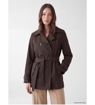 LCW Modest Kahverengi Kruvaze Yaka Oversize Kadın Trençkot