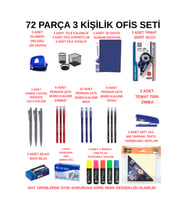 3 Kişilik 72 Parça Ofis Seti / Masaüstü Kırtasiye ve Ofis Düzenleme Seti