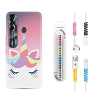 Tecno Spark 6 6 Go 8C 8 Pro 7 7 Pro Kılıf Kablo Koruma Spiral Silikon Sweety Unicorn 1737