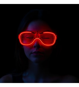 Kırmızı Led Işıklı Parti Gözlüğü - Neon 3 Modlu