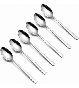 Lexroo Çay Kaşığı, 6'lı Paslanmaz Çelik Kaşık Seti, Gümüş Metal 10 cm, 6 Adet