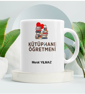 Kütüphane Öğretmeni Kupa Bardak Beyaz