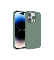 Apple iPhone 14 Pro Uyumlu Kılıf Sıvı Teknolojili Silinebilir Sert Zore Kivi Kapak (Koyu Yeşil)