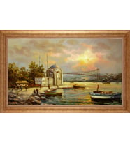 Çerçeveli Paspartulu Manzara Tablo ah1299 (Gold)