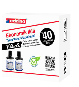 Edding Legamaster Tahta Kalemi Mürekkebi 100 ml. SİYAH x 2'li Kutu 