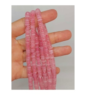 Bileklik Boy Pembe Kuvars Taşı Rondela Kesim 6x1.5mm Yarım Dizi (49404) (18CM UZUNLUĞUNDADIR)