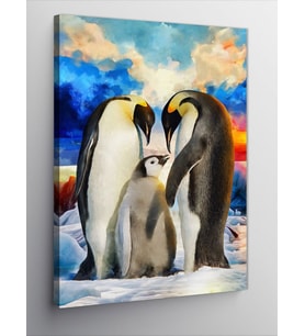 Kanvas Tablo Sevimli Penguen Ailesi