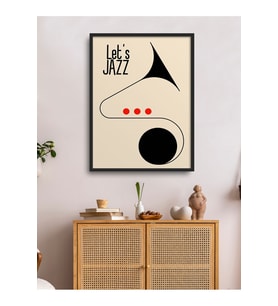 Çerçeveli Tekli Tablo Modern Let's JAZZ Poster Tablo TK/147 (Düz Siyah)