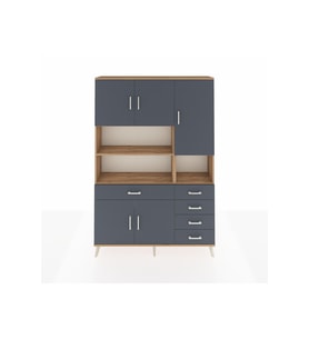Arges Gardrop 9 Raflı 5 Çekmeceli 5 Kapaklı 132x30x195 Çam-Antrasit