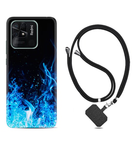 Xiaomi Redmi Note 7 8 9 Pro 10 2022 10 Pro 10S Kılıf Boyun Askılı Silikon Blue Fire 1678