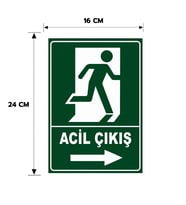 6 Adet Sağ Yöne Acil Çıkış Levhası, Yapışkanlı Sticker Levha, 16x24, 20x30 (A4), 30x42 (A3) Cm Boyut Seçenekleriyle Folyo Baskı Sticker Kişiselleştiirlebilir Levha