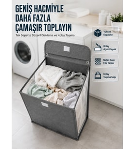 Modern Tasarımlı Duvara Monte Kirli Çamaşır Sepeti Pratik Saklama Çözümü