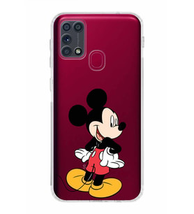 Samsung Galaxy M31  Kamera Korumalı Kapak Mickey Mouse Tasarımlı  Şeffaf  Kılıf