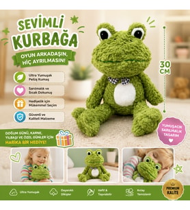 Oyuncak Peluş 30 CM Sevimli Kurbağa Ultra Yumuşak Sarılmalık Peluş Kurbağa