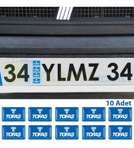 Tofaş Logo Direksiyon Jant Vites Torpido Damla Etiket Silikon Oto Sticker 10 Adet (18x11 mm Ölçü)