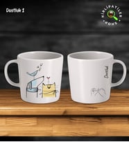 KirliPatiler Taş Kupa Fincan Üzeri Dostluk Baskılı (Model 1)