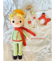 Kişiye Özel Amigurumi Küçük Prens Emzik Zinciri, Çıngırak, Uyku Arkadaşı 3'lü Set DP1012
