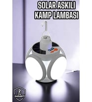 Güneş Enerjili Solar Aydınlatma Kamp Çadır Lambası Şarjlı Ampül Led Şarjlı El Feneri Işıldak
