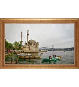 Çerçeveli Paspartulu Manzara Tablo bm1843 (Gold)