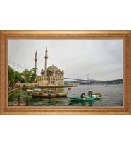 Çerçeveli Paspartulu Manzara Tablo bm1843 (Gold)