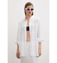 Oversize Keten Gömlek Beyaz