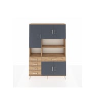 Arges Dolap 9 Raflı 5 Çekmeceli 5 Kapaklı 132x30x195 Çam-Antrasit/Çam