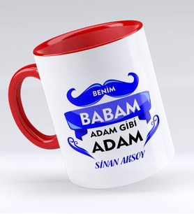 BK Gift Kişiye Özel Benim Babam Adam Gibi Adam Tasarımlı Kırmızı Kupa Bardak - Model 1