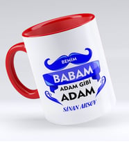 BK Gift Kişiye Özel Benim Babam Adam Gibi Adam Tasarımlı Kırmızı Kupa Bardak - Model 1