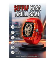 IP67 Suya Dayanıklı Geniş Ekranlı Akıllı Saat – Şeffaf Kasa ve Manyetik Şarj