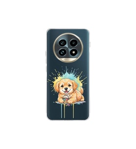 Realme 12 Pro Plus ile Uyumlu Splash Köpek Tasarımlı Şeffaf Silikon Kılıf