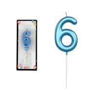 6 YAŞ PARLAK AÇIK MAVİ ŞIK MUM 12 CM