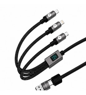 SChitec 5in1 100W Dijital Göstergeli Type-C ve UsbA Girişli Micro Type-C Lightning Çıkışlı Hızlı Şarj ve Data Kablosu 1.2m HG/C-26
