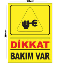 Metal Dikkat Bakım Var 20cm x 30cm A4 Büyüklüğünde Uyarı Levhası Yönlendirme Tabelası