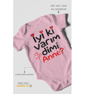 İyi ki varım dimi anne? Kısa Kollu Bebek Body %100 Pamuk