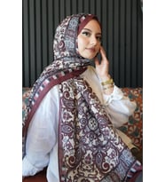 Etnik Desen Bordo Soft Pamuk Şal (Standart)