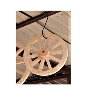 Otantik Çarşı Ahşap At Arabası Tekeri 50 cm. Boyasız (Krem)