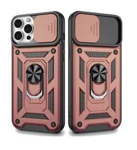 Apple iPhone 12 Pro Max Uyumlu Kızaklı Kamera Korumalı Tank Kılıf (Rose - Gold)