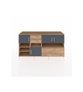 Kronos Konsol 7 Raflı 3 Çekmeceli 4 Kapaklı 176x59x99 Çam-Antrasit/Çam
