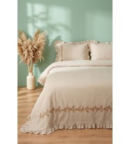 Marvella Çift Kişilik %100 Pamuklu Nakışlı Fırfırlı Nevresim Takımı - 4 Parça