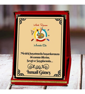 Ressam Baskılı Plaket (2. Tasarım)  Kişiye Özel (Kırmızı)